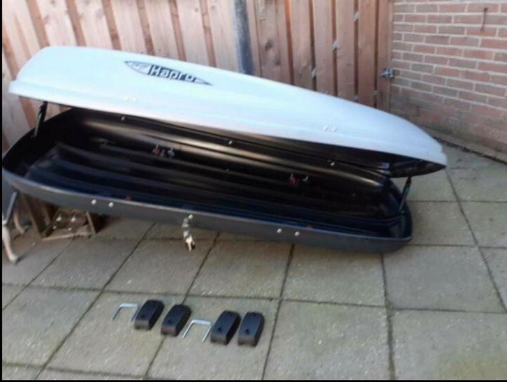 TE HUUR: grote Hapro dakkoffer €28,- + optie tassenset, Auto diversen, Dakkoffers, Gebruikt, Ophalen