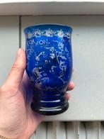 Glas kobalt Herdenking Koningin Wilhelmina 1923, Antiek en Kunst, Antiek | Glas en Kristal, Ophalen of Verzenden