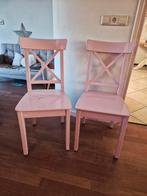 2x roze houten stoelen, Ophalen, Twee, Overige kleuren, Zo goed als nieuw