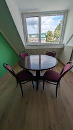 Thonet Vintage eettafel set met 4 bekleden stoelen., Huis en Inrichting, Ophalen, Gebruikt, Vijf personen of meer, Rond