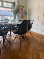 5 Zwarte Eetkamerstoelen met Zitvulling, Huis en Inrichting, Stoelen, Ophalen, Kunststof, Gebruikt, Zwart