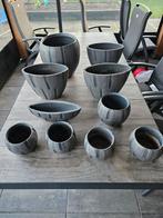 bloempotten set grijs antraciet, Steen, Binnen, Ophalen of Verzenden, Zo goed als nieuw