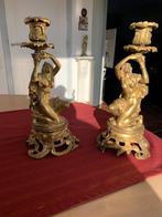 Bronzen 19e eeuw vuur vergulde kandelaars, Antiek en Kunst, Ophalen of Verzenden