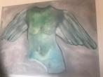 Groen Schilderij met Vleugels, Antiek en Kunst, Kunst | Schilderijen | Klassiek, Ophalen