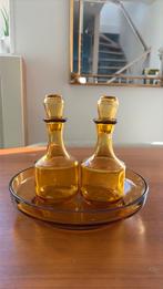 retro bormioli amberkleurige olie en azijn set, Antiek en Kunst, Ophalen