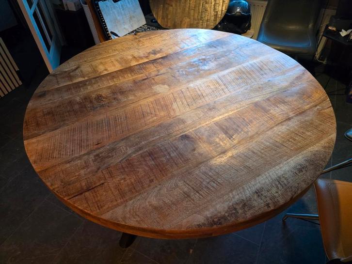 Mango Hout Eettafel - 130cm Rond, Huis en Inrichting, Tafels | Eettafels, Gebruikt, 100 tot 150 cm, 100 tot 150 cm, Vier personen