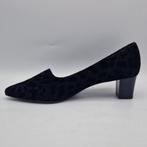 Peter Kaiser pumps. Maat 7, Zwart/flockprint/dierenprint., Peter Kaiser, Pumps, Zwart, Nieuw