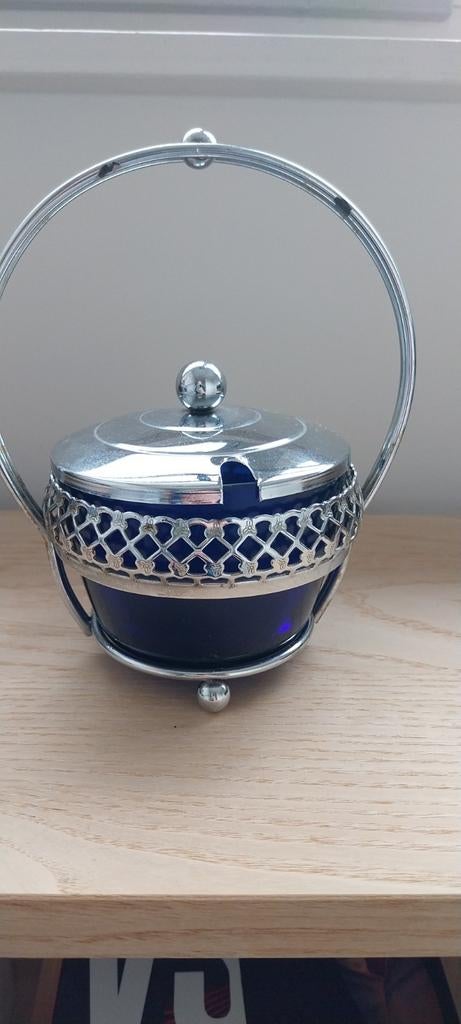 Vintage suikerpot met zilveren details, Ophalen of Verzenden