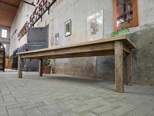 XL Grote Houten Eettafel | Extra Lange Vintage Tafel, Huis en Inrichting, Tafels | Eettafels, Gebruikt, 50 tot 100 cm, 200 cm of meer
