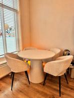 Eettafel beton cire met 4 teddy stoelen, Huis en Inrichting, Tafels | Eettafels, Ophalen, Overige materialen, 50 tot 100 cm, Rond