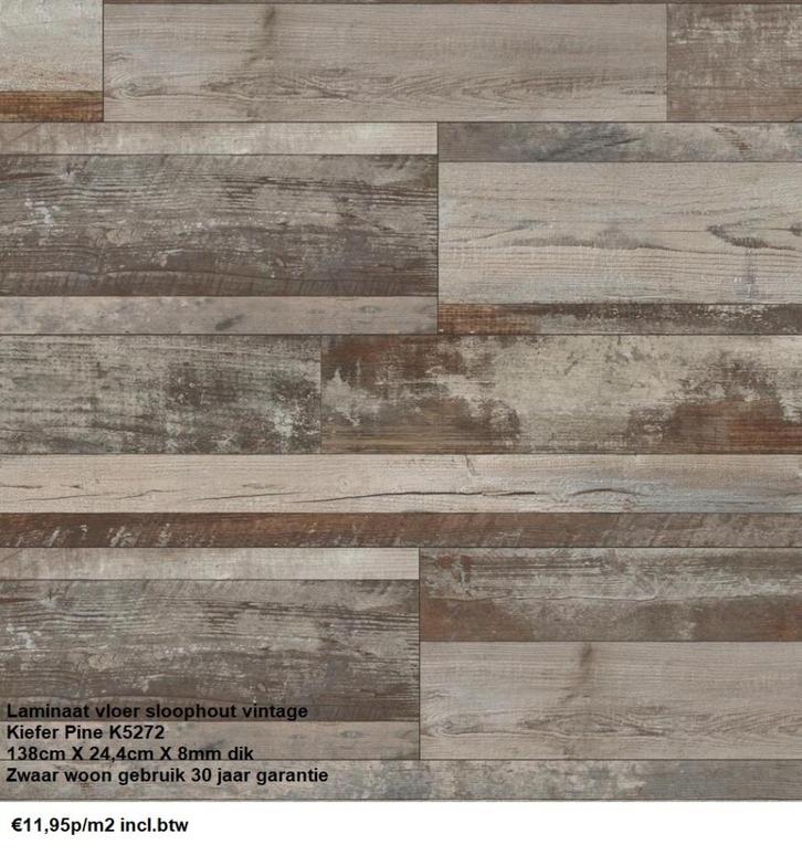 Vintage Oude Eiken Sloophout laminaat 7 X Decor v.a €6,95m2, Huis en Inrichting, Stoffering | Vloerbedekking, Nieuw, Laminaat