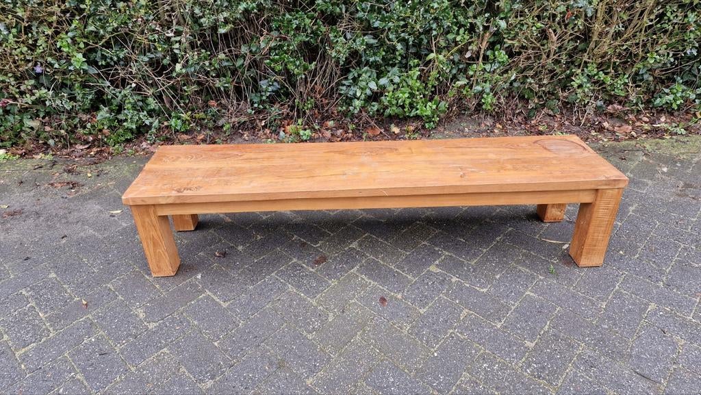Vintage eiken houten bankje, Tuin en Terras, Tuinbanken, Ophalen, Gebruikt, Hout
