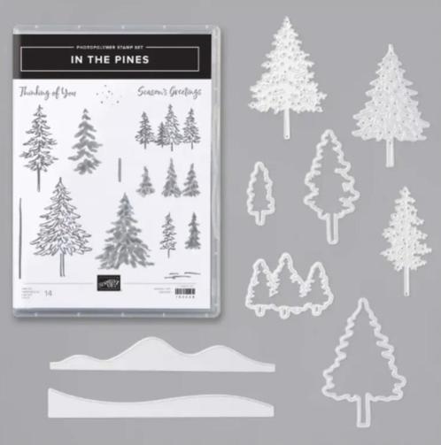 Stampin' Up! bundel In the Pines dennenbomen kerstbomen, Hobby en Vrije tijd, Kaarten | Zelf maken, Zo goed als nieuw, Overige typen