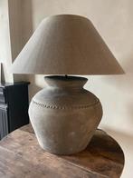 Unieke Kruiklamp met Linnen Kap, Huis en Inrichting, Ophalen, Rond, Zo goed als nieuw, 50 cm of meer