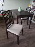 Uitschuifbare eettafel + stoelen Ekedalen (IKEA), 50 tot 100 cm, 100 tot 150 cm, Gebruikt, Rechthoekig