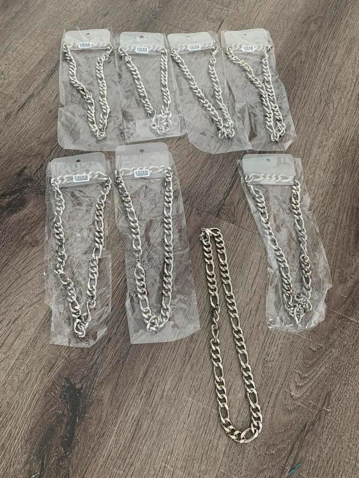 Partij 8 stuks stoere schakel kettingen K121, Sieraden, Tassen en Uiterlijk, Kettingen, Nieuw, Overige materialen, Zilver, Ophalen of Verzenden