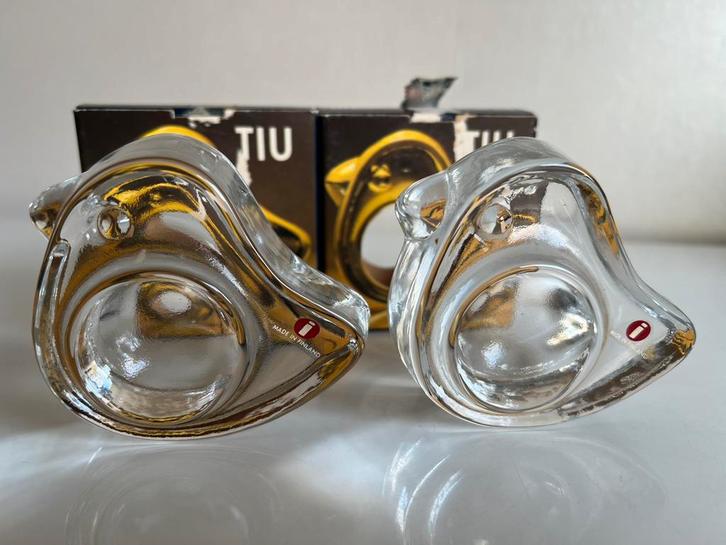 2 Vintage Iittala TIU Eierdop Glas Bird Jorma Vennola, Huis en Inrichting, Keuken | Servies, Zo goed als nieuw, Overige typen