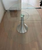 Glazen ovale eettafel. Maat: 180cm x 120cm, Huis en Inrichting, Tafels | Eettafels, Glas, 150 tot 200 cm, Ophalen of Verzenden
