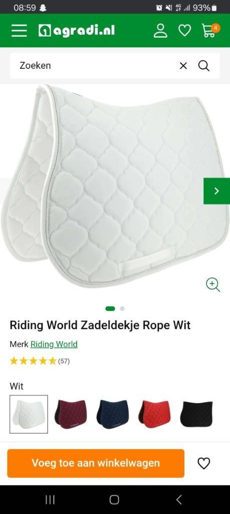 Riding World dekje springen Wit Full, Dieren en Toebehoren, Paarden en Pony's | Dekens en Dekjes, Nieuw, Dekje, Ophalen of Verzenden