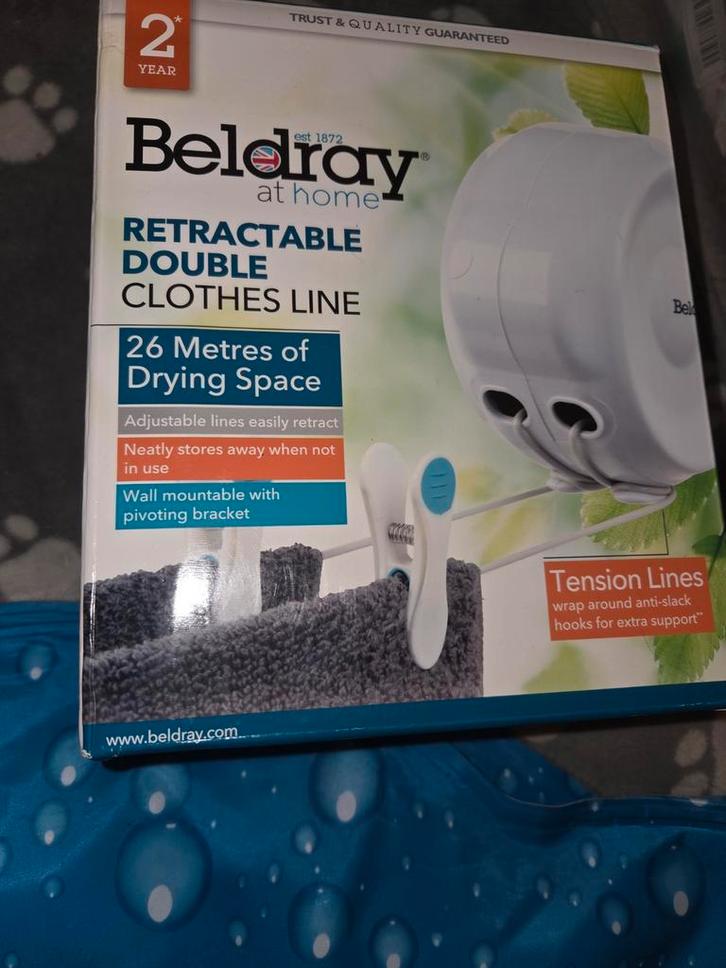 Beldray Oprolbare Dubbele Waslijn - Nieuw, Tuin en Terras, Droogmolens en Wasrekken, Nieuw, Droogmolen, Ophalen of Verzenden