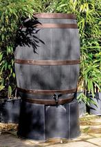Set: Regenton bronzen band 235 Ltr Inc. voet & vulautomaat, 150 liter of meer, Ophalen, Nieuw, Hout