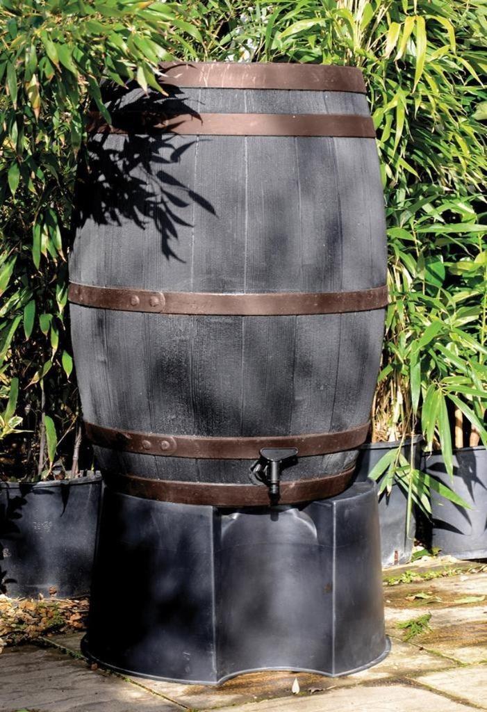 Set: Regenton bronzen band 235 Ltr Inc. voet & vulautomaat, Tuin en Terras, Regentonnen, Nieuw, Hout, 150 liter of meer, Ophalen