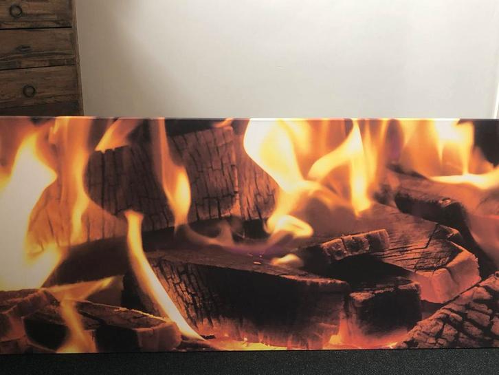 Haard op doek - 200x80 cm - Met ophangsysteem, Huis en Inrichting, Woonaccessoires | Schilderijen, Tekeningen en Foto's, Nieuw