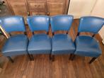 Set van 4 blauwe stoelen, Huis en Inrichting, Stoelen, Ophalen, Gebruikt, Blauw, Klassiek