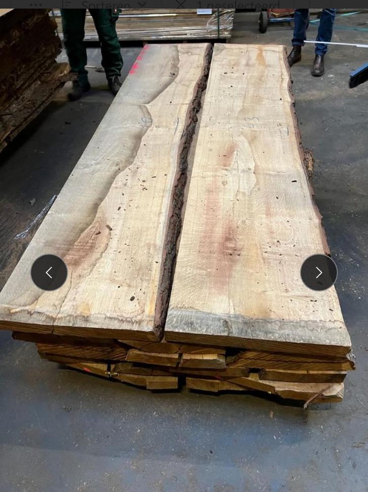 Eiken boomstamdelen te koop. 52 mm dikte. 240/260 cm lang, Doe-het-zelf en Verbouw, Hout en Planken, Nieuw, Plank, Eiken, 200 tot 250 cm