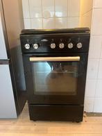 Gasfornuis met oven zwart, Zo goed als nieuw, Gas, Vrijstaand, 85 tot 90 cm