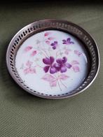 Porseleinen onderzetter, prachtige bloempjes +-7/8cm Miekje, Ophalen of Verzenden