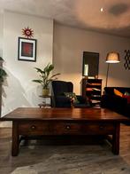vintage salontafel van massief hout (beuken), 3 lades, 60/70, Ophalen