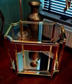 Vintage Hollywood Regency Bijzettafel, Gebruikt, 55 tot 75 cm, Glas, Hollywood Regency