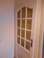 Harthouten deur met glas, Doe-het-zelf en Verbouw, Deuren en Horren, Gebruikt, Binnendeur, Ophalen of Verzenden, Glas
