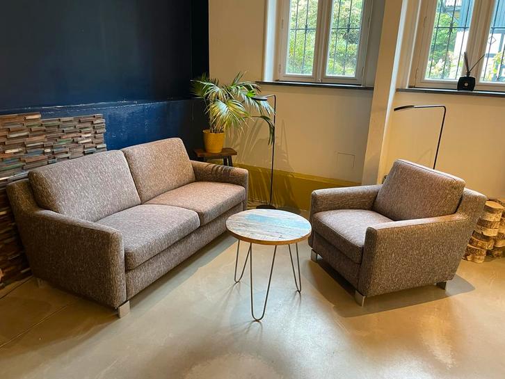 Bankstel - 2 1/2 zits bank en fauteuil, Huis en Inrichting, Banken | Bankstellen, Gebruikt, Rechte bank, Driepersoons, 150 tot 200 cm