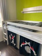 Halfhoogslaper wit 90x200 met gordijnen, Kinderen en Baby's, Kinderkamer | Stapelbedden en Hoogslapers, Ophalen, Gebruikt, Halfhoogslaper