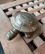 Messing schildpad opbergbakje met scharnierend schild, Antiek en Kunst, Antiek | Koper en Brons, Ophalen of Verzenden