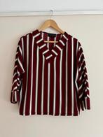Gestreepte blouse/top bordeauxrood, wit, zwart L/40, Maat 38/40 (M), Ophalen of Verzenden, Zo goed als nieuw, Bruin