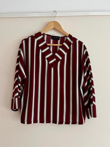 Gestreepte blouse/top bordeauxrood, wit, zwart L/40 beschikbaar voor biedingen