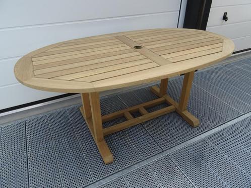 Ovale teakhouten tuintafel 175 x 96 cm - Teak & Garden, Tuin en Terras, Tuintafels, Gebruikt, Ovaal, Teakhout, Ophalen