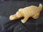 Zware krokodil van onyx 456 gram, Verzamelen, Dierenverzamelingen, Ophalen of Verzenden, Zo goed als nieuw, Wild dier, Beeldje of Figuurtje