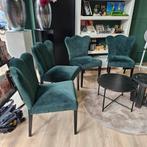 Setje groene velvet eetkamerstoelen 4 stuks, Ophalen, Zo goed als nieuw, Overige kleuren