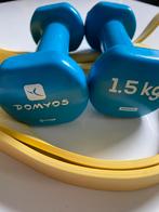 Dumbbells 1.5kg + elastic, Sport en Fitness, Ophalen, Zo goed als nieuw