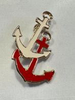 Vintage Anker Broche Rood Wit goud kleurig, Overige materialen, Gebruikt, Minder dan 4 cm, Ophalen of Verzenden