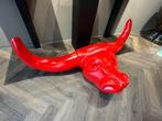 Stier Hoofd Sculptuur Frans van Straat - Ferrari Rood, Tuin en Terras, Tuinbeelden, Ophalen, Dierenbeeld, Kunststof, Frans van straaten