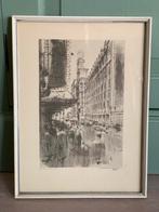 Mooie ets Granville street Vancouver uit 1986., Antiek en Kunst, Kunst | Tekeningen en Foto's, Ophalen of Verzenden