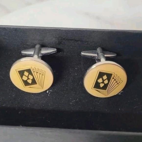 Manchetknopen speelkaarten. Holland Casino, Sieraden, Tassen en Uiterlijk, Manchetknopen, Zo goed als nieuw, Overige materialen