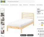 IKEA Tarva bedframe, lattenbodem en matras 90 x 200, Huis en Inrichting, Slaapkamer | Bedden, Ophalen, 90 cm, Zo goed als nieuw