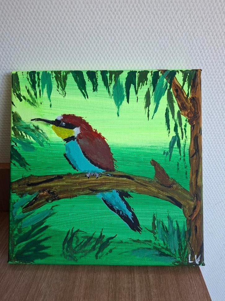 Bijeneter Schilderij op Canvas - 20x20 cm, Antiek en Kunst, Kunst | Schilderijen | Klassiek, Ophalen of Verzenden