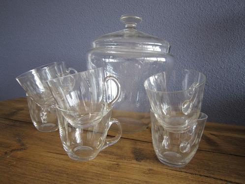 Prachtig oude Punch bowl set geslepen glas, Antiek en Kunst, Antiek | Glas en Kristal, Ophalen of Verzenden
